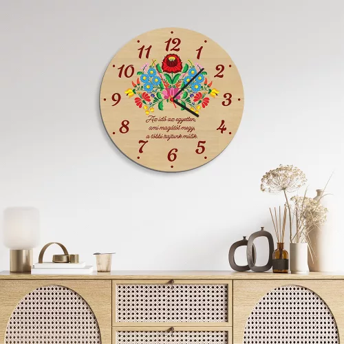 Fából készült falióra - Matyó 25 cm