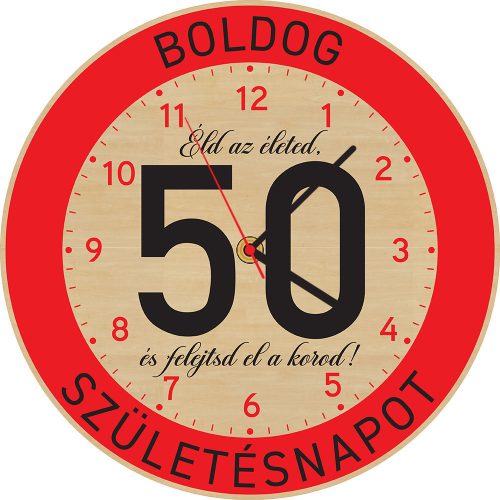 Fából készült falióra - Boldog születésnapot 50 25 cm 