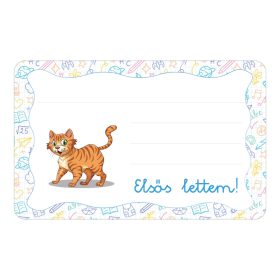 Samolepiaci štítok na knižočku s nápisom Cica škôlka