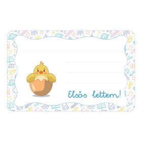 Samolepiaca brožúrková etiketa s nápisom Csibe škôlka