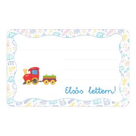   Samolepiaca brožúrková etiketa s nápisom Vlaková škôlka