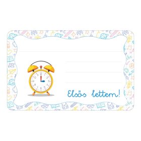 Samolepiaca brožúrková etiketa Hodiny s nápisom škôlka