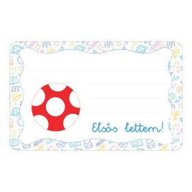   Samolepiaca etiketa na knižočku Červená bodkovaná guľa s nápisom škôlka