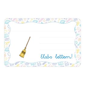   Samolepiaca brožúrková etiketa s nápisom metla materská škola