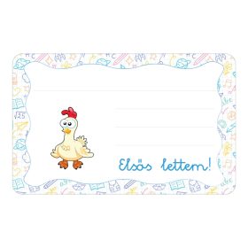   Samolepiaca brožúrková etiketa s nápisom Slepačia škôlka