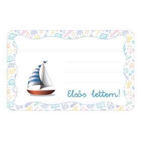   Samolepiaci štítok s brožúrkou Plachetnica s nápisom materská škola