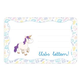  Samolepiaca brožúrková etiketa s nápisom Unicorn škôlka