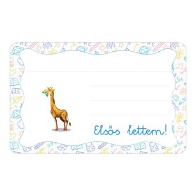   Samolepiaca brožúrková etiketa s nápisom Žirafa materská škola