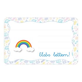   Samolepiaca brožúrková etiketa s nápisom Dúhová škôlka