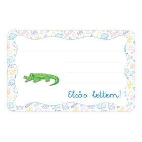   Samolepiaca brožúrková etiketa s nápisom krokodília škôlka