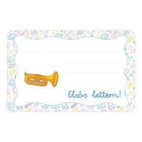   Samolepiaca brožúrková etiketa s nápisom Trombita škôlka