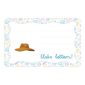   Samolepiaca brožúrková etiketa Klobúk s nápisom škôlka