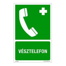 Vésztelefon Öntapadós matrica 160x100 mm