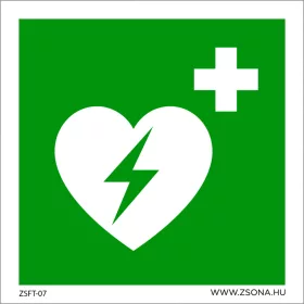 Defibrillátor Öntapadós matrica 100x100 mm