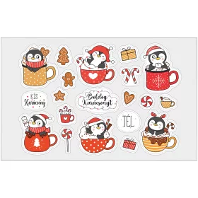 Öntapadós karácsonyi-pingvin matrica csomag