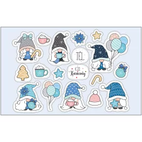 Öntapadós karácsonyi-kék manó matrica csomag