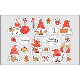 Öntapadós karácsonyi-piros manó matrica csomag