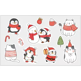 Öntapadós karácsonyi-állatok matrica csomag