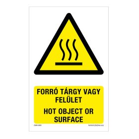 Forró tárgy vagy felület Öntapadós matrica 160x100 mm