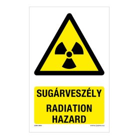 Sugárveszély Öntapadós matrica 160x100 mm