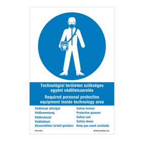   Technológiai területen szükséges egyéni védőfelszerelés Öntapadós matrica 160x100 mm