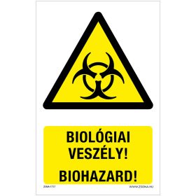 Biológiai veszély! Öntapadós matrica 160x100 mm