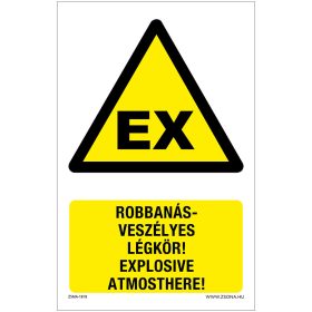 Robbanásveszélyes légkör Öntapadós matrica 160x100 mm