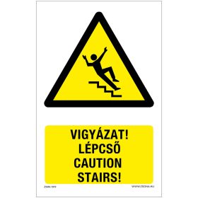 Vigyázz lépcső Öntapadós matrica 160x100 mm