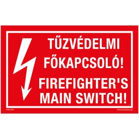 Tűzvédelmi főkapcsoló Öntapadós matrica 160x100 mm