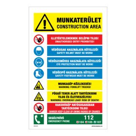 Munkaterület Öntapadós matrica 160x100 mm