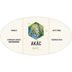   Akácméz ovális alakú öntapadós mézes cimke 6 db/csomag