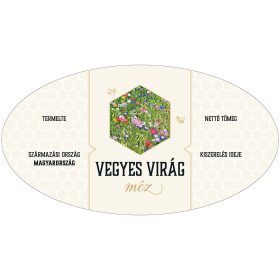   Vegyes virágméz ovális alakú öntapadós mézes cimke 6 db/csomag