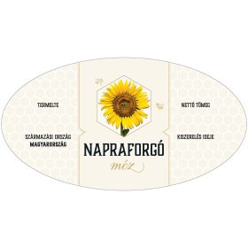   Napraforgóméz ovális alakú öntapadós mézes cimke 6 db/csomag