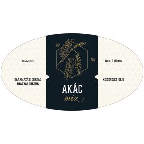   Akácméz ovális fekete öntapadós mézes cimke 6 db/csomag