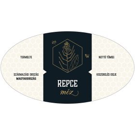   Repceméz ovális fekete öntapadós mézes cimke 6 db/csomag