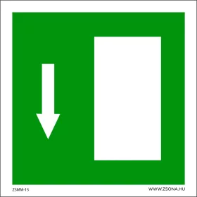 Vészkijárat lefelé Öntapadós matrica 100x100 mm