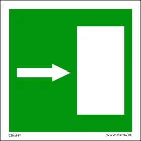 Vészkijárat jobbra öntapadós matrica 100x100 mm