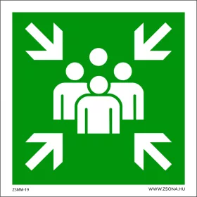 Gyülekezőhely öntapadós matrica 100x100 mm