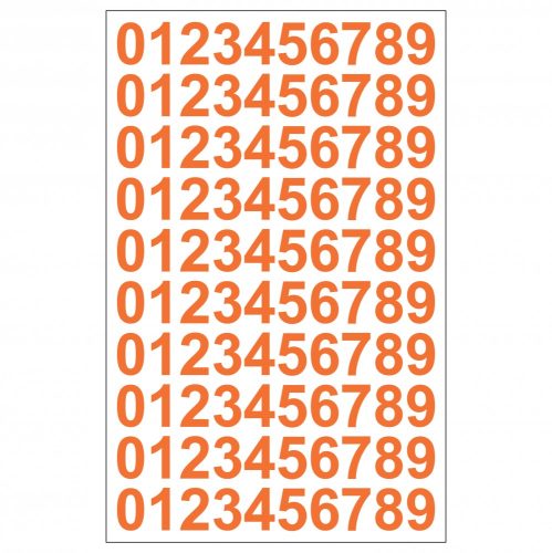 Öntapadós számok 2 cm-es méretben 100 db/ív Narancssárga