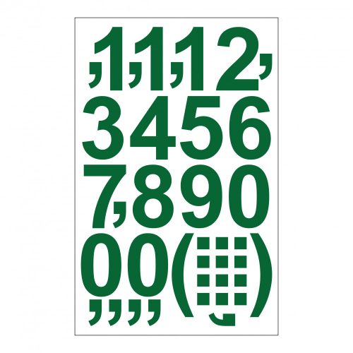 Öntapadós számok 5 cm-es méretben 38 db/ív Zöld