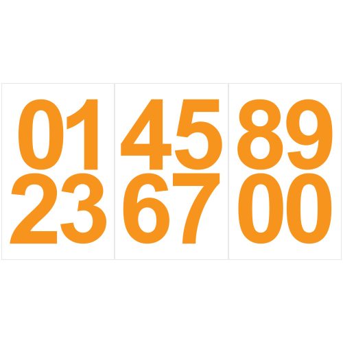 Öntapadós számok 10 cm-es méretben 12 db Narancssárga