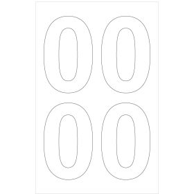 Öntapadós szám Nulla 10 cm-es méretben 8 db Fehér