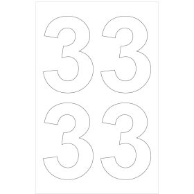 Öntapadós szám Három 10 cm-es méretben 8 db Fehér