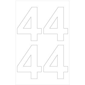 Öntapadós szám Négy 10 cm-es méretben 8 db Fehér