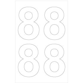 Öntapadós szám Nyolc 10 cm-es méretben 8 db Fehér