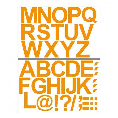 Öntapadós betűk 5 cm-es méretben 47 db Narancssárga