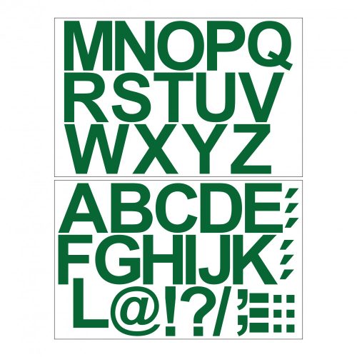 Öntapadós betűk 5 cm-es méretben 47 db Zöld