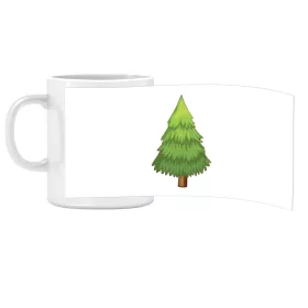 Porcelán bögre Ovis jellel Fenyőfa mintával