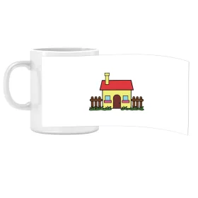 Porcelán bögre Ovis jellel Házikó mintával