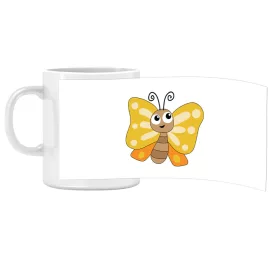 Porcelán bögre Ovis jellel Sárga lepke mintával